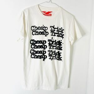 Cheap Trick Graphic Tee White Crew Neck Black Logo Band Shirt